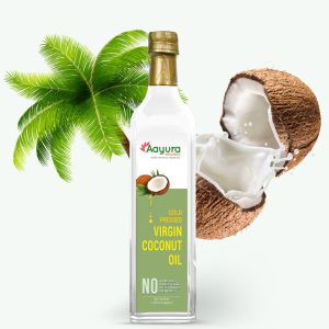 Aayura Wellness Cold Pressed Coconut Oil – Stone & Wood Process | Kachi Ghani, 100% Pure & Natural | For Cooking, Hair & Massage | 1 Ltr Bottle