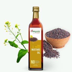 Aayura Wellness Cold Pressed Mustard Oil – Stone & Wood (Lakdi Ghani) Process | 100% Pure & Natural | Edible Grade for Cooking | 1L Bottle