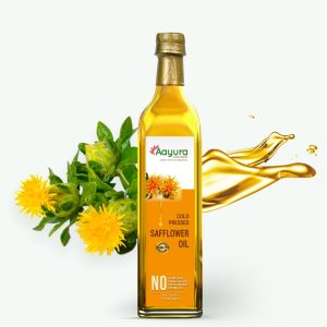 Aayura Wellness Cold Pressed Safflower Oil – Stone & Wood (Lakdi Ghani) Process | 100% Pure & Natural | Edible Grade for Cooking | 1L Bottle