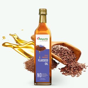 Aayura Wellness Cold Pressed Flaxseed Oil – Stone & Wood (Lakdi Ghani) Process | 100% Pure & Natural | Edible Grade for Cooking | 1L Bottle